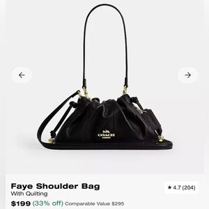 Coach Faye Drawstring Shoulder Bag in Black with Gold Hardware